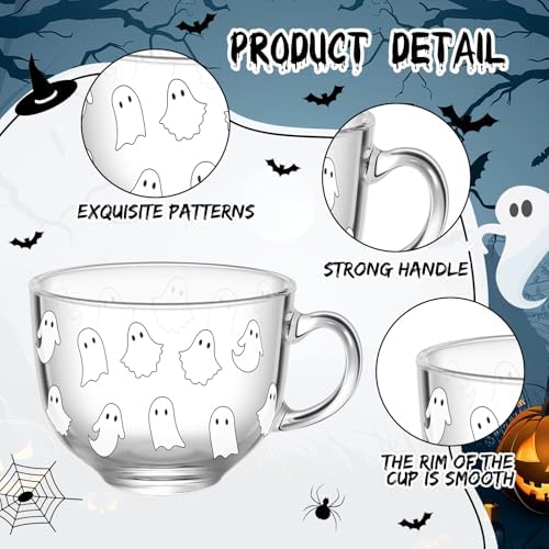 Sliner 6 Pcs Halloween Glass Coffee Mugs, 16 oz Ghost Irish Cups - Image 4