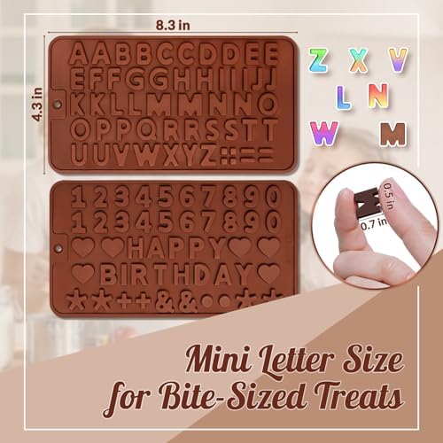 HKNMTT Letter Molds Silicone for Chocolate 2PCS, Small Mini Size for Alphabet Decorating Birthday Cake Strawberries Lollipop Fondant, Heart Shaped Gift Choice, Non-stick BPA Free Moulds - Image 5