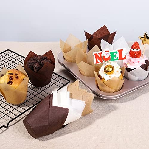 Bake Choice 200pcs White Tulip Cupcake Liners for Baking, Standard Size - Image 5