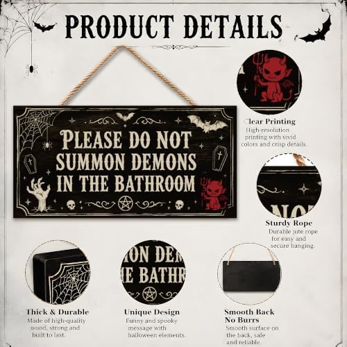 Halloween Decorations - Funny Wooden Sign for Wall Home Door Bathroom - Image 3