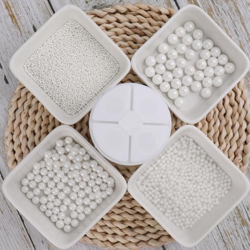 Sprinkles for Cake Decorating, 4 Sizes 4.76oz White Pearl Sugar Sprinkles with Nonpareils for Cake Cupcake Cookie Baking Dessert Donuts Topping - Image 4