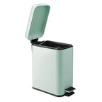 mDesign Small Modern 1.3 Gallon Rectangle Metal Lidded Step Trash Can, Compact - Image 7