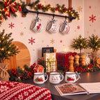 Potchen 6 Pcs 5 oz Christmas Coffee Mugs with Ribbons,Fresh - Image 5