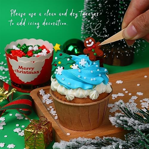 Edible Christmas Cookie Decorations, Edible Gingerbread Men, Christmas Tree, Santa Claus Icing Decorations, Gingerbread House Decorations, Perfect for Cupcakes, Cake, Cookies, and Ice Cream Topping - Image 4