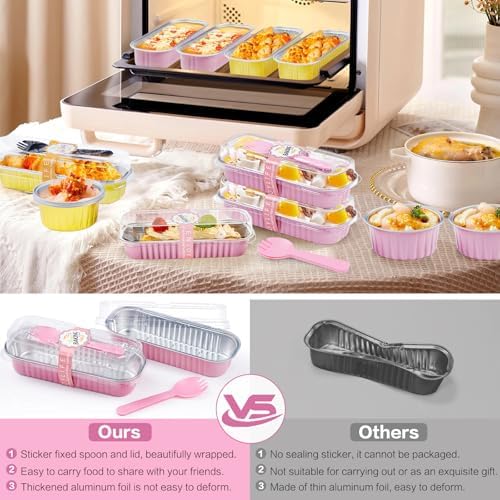 120Pack Pink Mini Loaf Pans with Lids, 6.8oz Aluminum Mini Cake Pan - Image 5