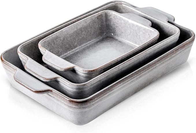 KOOV Bakeware Set, Ceramic Baking Dish Set, Rectangular Casserole Dish Set by KOOV