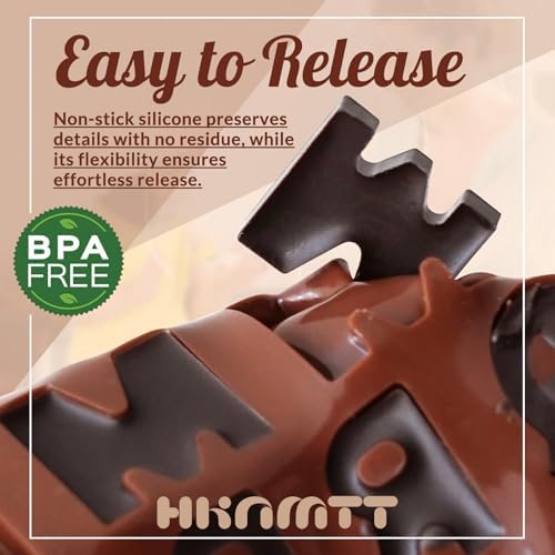 HKNMTT Letter Molds Silicone for Chocolate 2PCS, Small Mini Size for Alphabet Decorating Birthday Cake Strawberries Lollipop Fondant, Heart Shaped Gift Choice, Non-stick BPA Free Moulds - Image 2