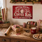 Christmas Coffee Bar Sign, Holiday Kitchen Decor, Vintage Wall Art - Image 6