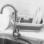BNYD Plastic Collapsible Dish Drying Rack, Foldable Dinnerware Drainer Organizer - Image 3