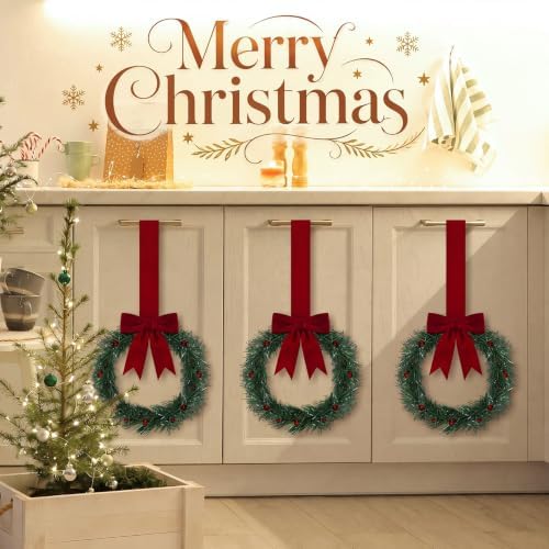 Retrowavy 12 Pcs Small Christmas Wreath, 8'', Classic, Burgundy Red - Image 5