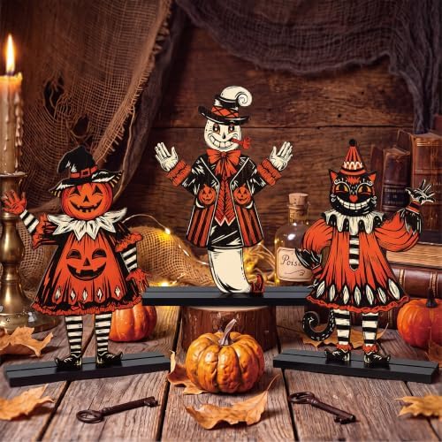 3 Pcs Halloween Decorations Indoor, Wooden Vintage Halloween Kitchen Decor - Image 2