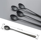 IQCWOOD Long Handle Ice Tea Spoons, 9-inch Black Coffee Stirrers, Stainless - Image 4