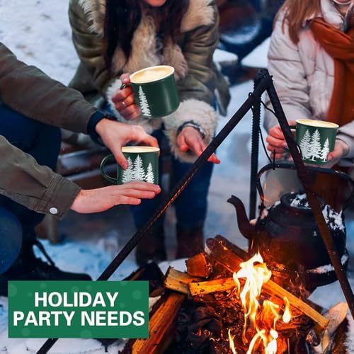 Jinei 6 Pcs Christmas Coffee Mug Ceramic Cups, Dark Green - Image 5