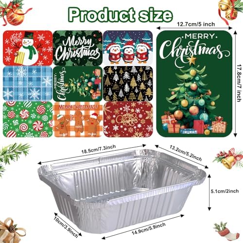DIYDEC 36PCS Christmas Foil storage Containers Aluminum Food Tin with Lids - Image 3