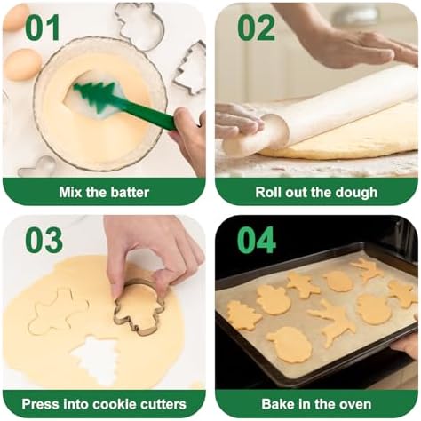 Christmas Cookie Cutters Set, 7-Piece Stainless Steel Baking Kit - Image 5