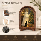 Ghost Christmas Arched Decor, Black Cat Table Sign - Image 2