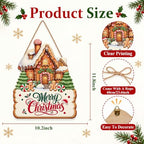 Christmas Decorations Gingerbread House Hanging Wooden Front Door Sign - Image 3