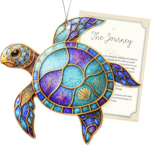 Sea Turtle Gifts for Women, Sea Turtle Christmas Ornaments Decoration, Suncatcher Ornament with Story Card, Beach Ornaments for Tree, Sea Lover Gift, Birthday Gift for Mom by Rusaten