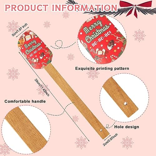 Patelai 6 Pieces Christmas Silicone Spatula Set Wooden Handle,Chic Style - Image 2