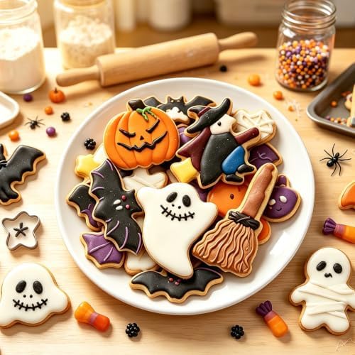 Halloween Cookie Cutters Set, 7pcs Metal Cookie Cutter Shapes & 11"Spatulas - Image 4