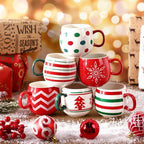 Jinei 6 Pcs Christmas Mug Set Christmas Ball Coffee Mug, White,Red, Classic by Jinei