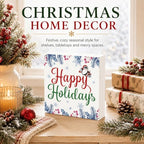 Happy Holidays Wood Box Sign, Colorful Christmas Decor for Tabletop Shelf - Image 2