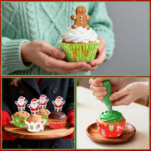 SANNIX 450pcs Christmas Cupcake Liners, Xmas Candy Baking Cups Cupcake Wrappers Paper Wraps Muffin Liners for Christmas Holiday Birthday Party Candy Cake Decorations Supplies(9 Designs) - Image 7