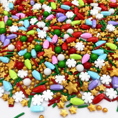 Snowflakes Sprinkles Candy Sugar Colorful Sprinkle Red and Green Sprinkles Cake Decorations Cupcake Toppers Cookie Decorating Ice Cream Celebrations 3.5oz - Image 4