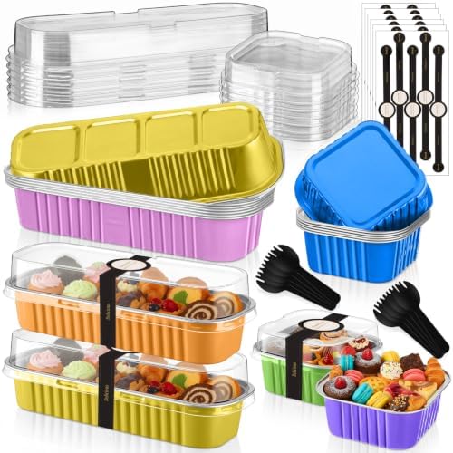 LemonRoad Mini Loaf Pan with Lids and Spoons, Candy Colors, 12 Sets by Unknown