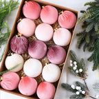 Velvet Christmas Ornaments Balls for Tree - 15pcs Pink Christmas Ornaments Shatterproof for Xmas Decorations - Multicolor Pink & Beige 80mm 3.15inch - Image 2