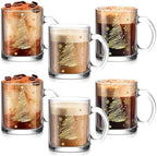 Maxcheck 6 Pack 12 oz Christmas Coffee Mugs Glass Cups with Handle by Maxcheck