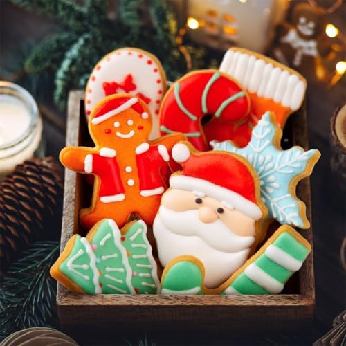 Christmas Cookie Cutters Set, 12 Pieces Stainless Steel Metal Christmas Cookie Cutters Shapes - Gingerbread Men,Christmas Tree,Snowflake, Candy Cane, Santa Face, Star and More - Image 5