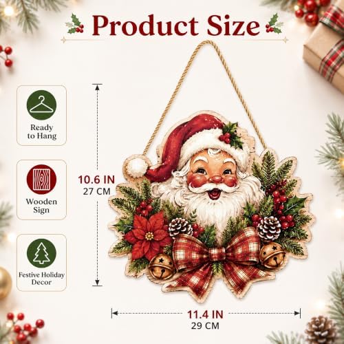 Christmas Decorations - 2D Printed Flat Vintage Santa Claus Welcome Sign - Image 3