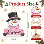 Christmas Decorations Winter Pink Snowman Hanging Wooden Front Door Sign - Image 3