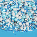 Edible Blue Silver White Pearl Sprinkles,Winter Pearls for Cake Decorating by Sugarzy