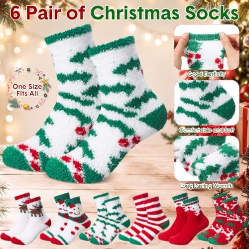 Meanplan 6 Set Christmas Mugs Gift Bulk, Fuzzy Socks Cards Bags, Vintage - Image 4