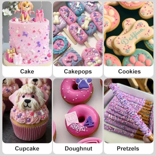 HUEBEATY Puppy Dog Sprinkles with Bone, Pink Purple Cake Sprinkles, 180g - Image 6