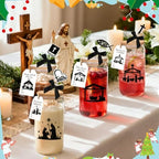 Vesici 6 Pcs Christmas Christian Gift 16 oz Nativity Glass Cups with Lid Straw and Stopper Christian Coffee Cup Tumbler Religious Gifts with Cards and Bow for Women Church Christmas Party Favor - Image 5