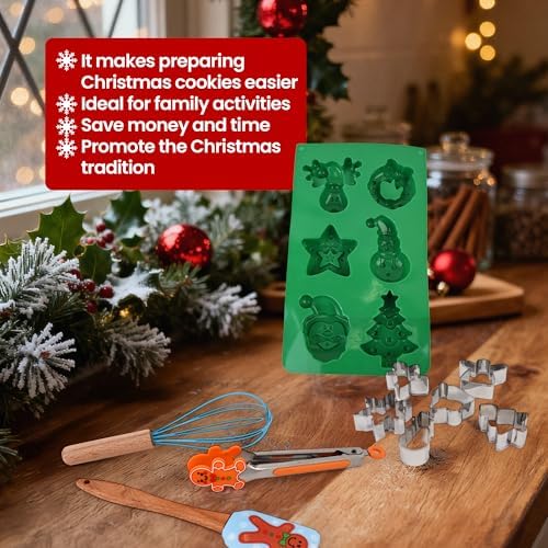 Christmas Baking Set – Santa Claus, Snowman, and Christmas Tree Shaped Cookie Cutters and Baking Tools – Family Kitchen Kit – Durable Materials and Ergonomic Design – Christmas Kitchen Utensils - Image 5
