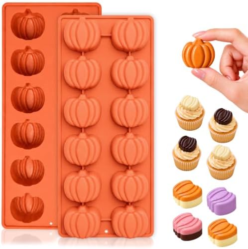 HKNMTT 2Pcs Pumpkin Silicone Molds 24-Cavity Halloween Fall Chocolate Molds by HKNMTT