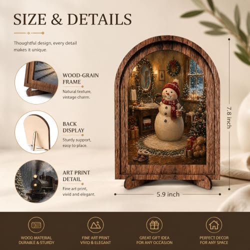 Snowman Bathroom Arched Table Sign, Christmas Farmhouse Shelf Decor - Image 2
