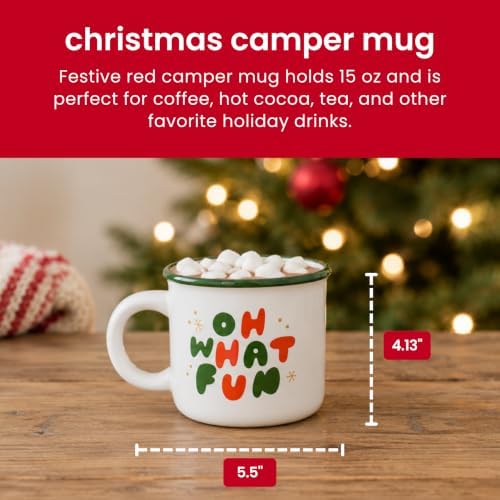 Pearhead Oh What Fun Christmas Camper Mug, Holiday Coffee Cup, 15 oz - Image 2