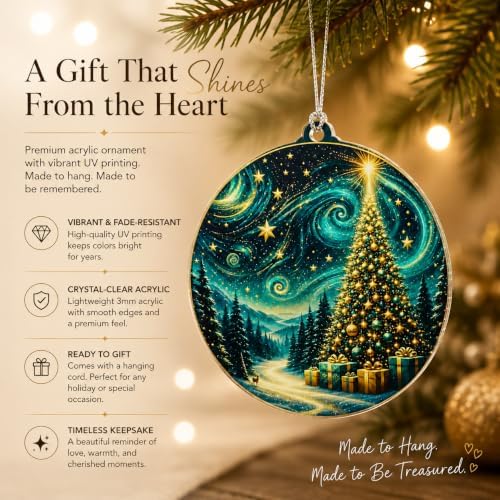 Christmas Ornament 2026, Northern Lights Ornament, Starry Night Beautiful Christmas Ornaments, Starry Night Gifts, Xmas Tree Decorations, Gift for Coworker, Friends, Family, Secret Santa Gift - Image 4