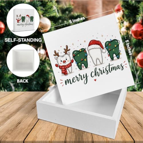 Dental Christmas Decor, Cute Christmas Teeth Wooden Sign Decorations - Image 2