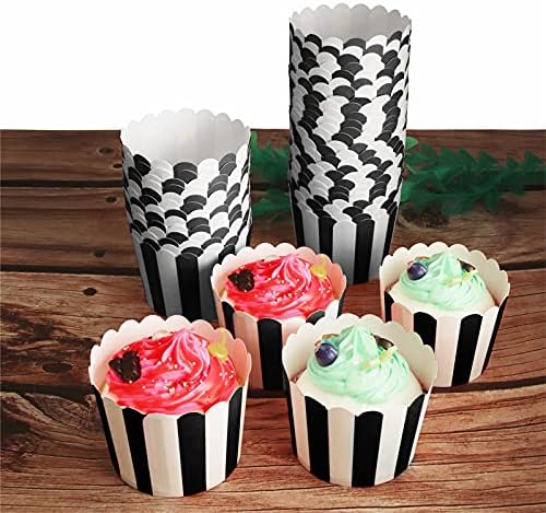 100pcs Muffin Liners Baking Paper Cups Black and White - Image 5