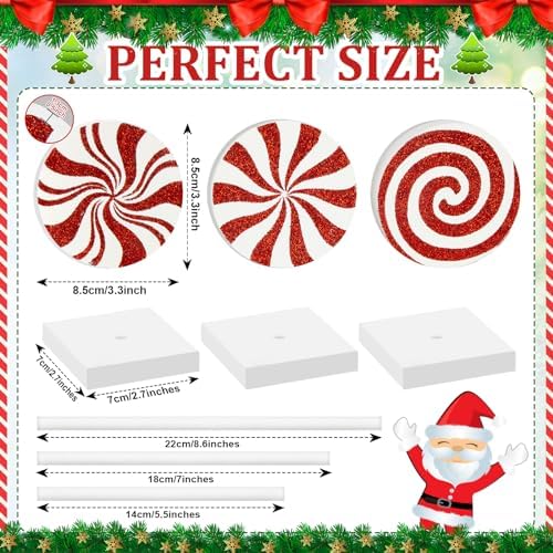 3 Pieces Christmas Table Decorations Wood Candy Set, Red Christmas Tiered Tray Decor,Rustic Candy Table Decorations for Home Tables(Cute) - Image 4