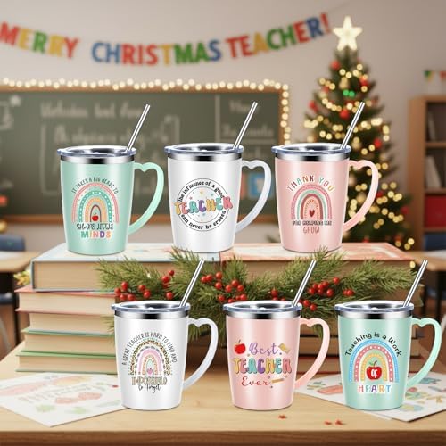 Maxcheck 6 Pcs Teacher Appreciation Gifts Mugs Bulk 16Oz Insulated Tumblers - Image 2