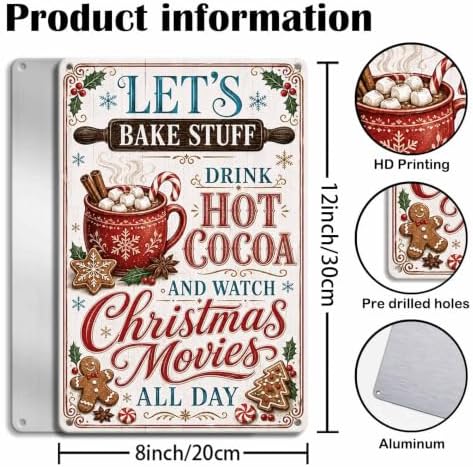 Christmas Kitchen Sign, Hot Cocoa Decor, Vintage Holiday Wall Art - Image 3