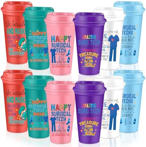 SiliFine 12 Pcs Christmas Surgical Tech Gifts Bulk 16 oz Surg Tech Tumblers by SiliFine