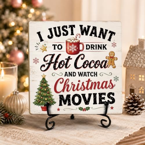 Christmas Wooden Signs Wood Plaque with Support Stand Xmas Decor - Image 5